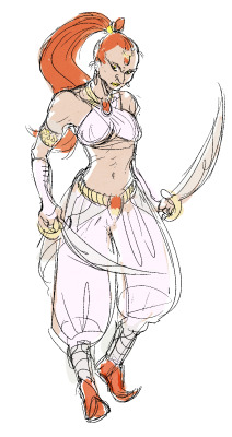 zartbitter-salat:  quick gerudo babe sketch