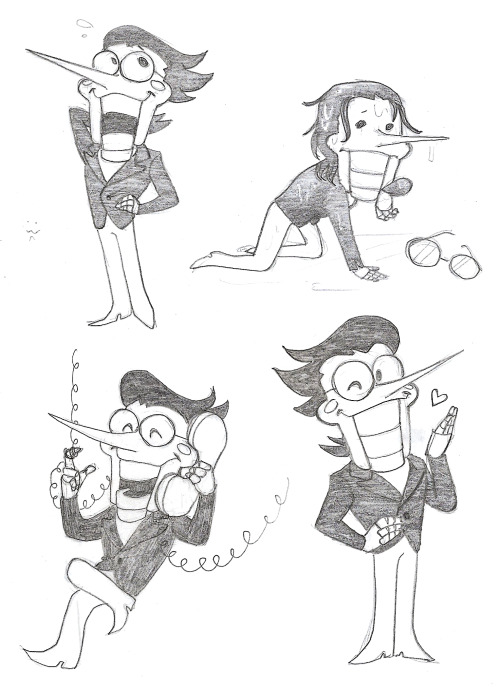 Early Spamton sketches of me trying to perfect the Little Dude energy