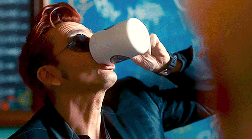 I Love How The Music Playing In Give Me Coffee Or Give Me Death When Crowley And Aziraphale Are Inside
