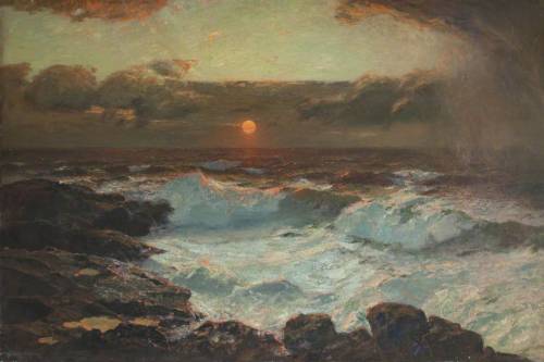 centuriespast:Sunset at Land’s EndAlbert Julius Olsson (1864–1942)Harris Museum & Art Gallery