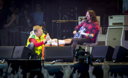 buffystark:  grungebook:    Dave Grohl breaks leg after falling off stage in Sweden, finishes concert anyway    #there goes my hero  
