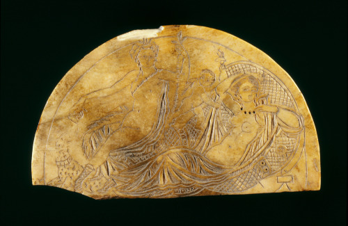 ancientpeoples:Bone Plaque with Dionysos, Ariadne and Eros4th-5th Century ADEgyptIllustrated here is