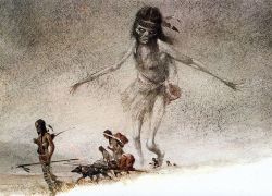 sixpenceee:  Acheri In Native American folklore an Acheri is the ghost or spirit  of a little girl who comes down from mountains and hilltops at night to  bring sickness to humans, particularly children. They are often  depicted with dark or unnatural