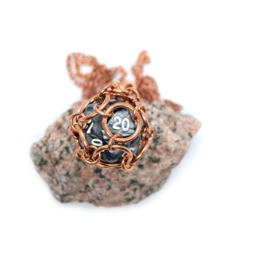Added more D20 dice necklaces to my #etsy shop: Copper captive d20 dice necklace, DnD chainmail neck
