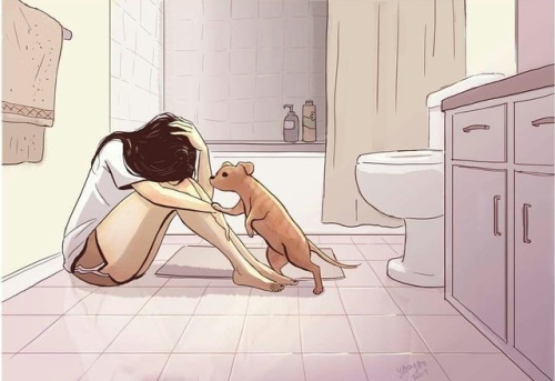 soltserra: thebpdbitch:  his-shining-tears:  Living With The Pet. Artist Yaoyao Man Van   don’t normally reblog but ugh 💕    