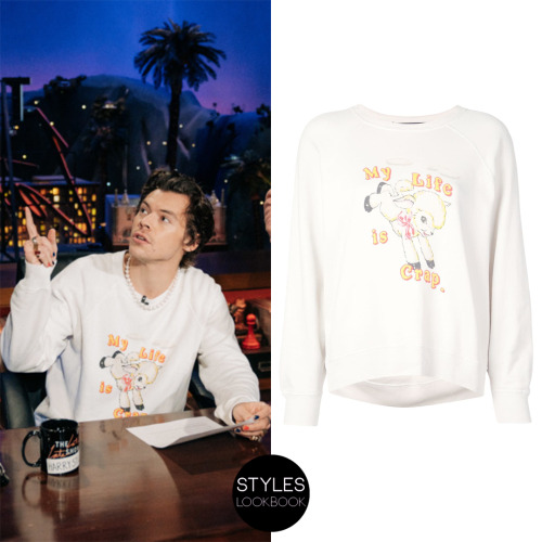 styleslookbook: On the set of the Late Late Show, Harry was pictured wearing a Marc Jacobs 'My Life 