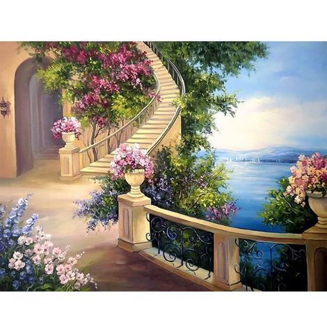 5D Diamond Painting European seaside garden corridor