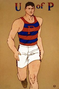 A 1908 University of Pennsylvania track &amp; field poster by American illustrator Edward Penfield.