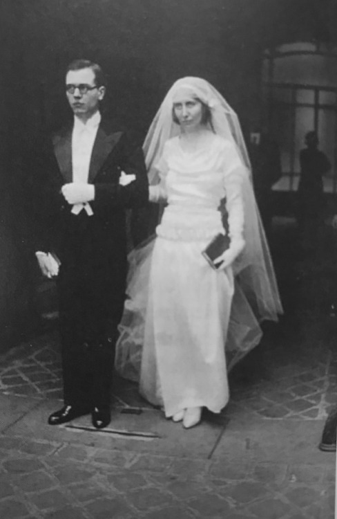 Olivier Messiaen and his first wife Claire Delbos having a miserable time at their wedding.