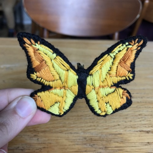 Handmade embroidered butterfly brooches are 30% OFF this week at Raspberry Cloud Studio on Etsy!