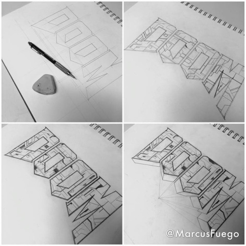 Doom Logo Sketch by Marcus GonzalezI’ve been a fan of the video game “Doom” since 