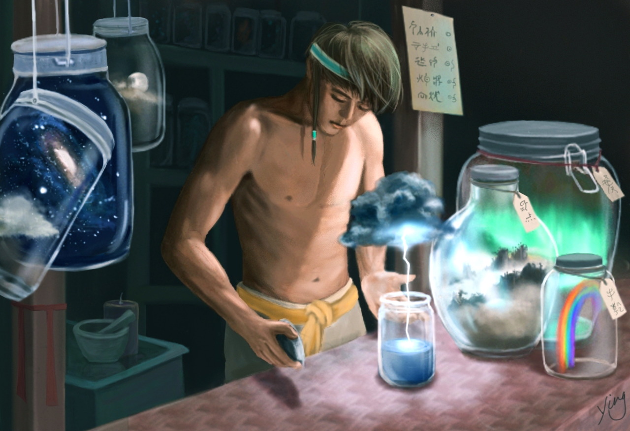 eatsleepdraw:  The Jar Seller  An original character who travels the world collecting
