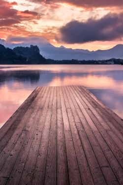 renamonkalou:  &ldquo;Bled Lake Sunrise&rdquo; 
