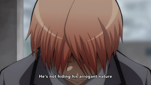 topderpyanime: Karma some what ruining the moment  Y U DIPSHIT AH, DISTURBING CHARACTER 