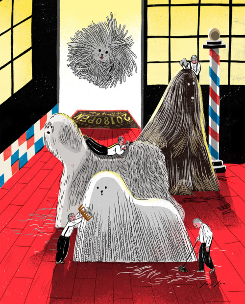 yeji-draws-yeti: New Year’s Barber shop   Happy Dog Year 2018 