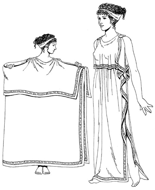 sartorialadventure: Ancient Greek fashions 1-3. chiton4. feast guest and dancer5-6. himatius7. mant