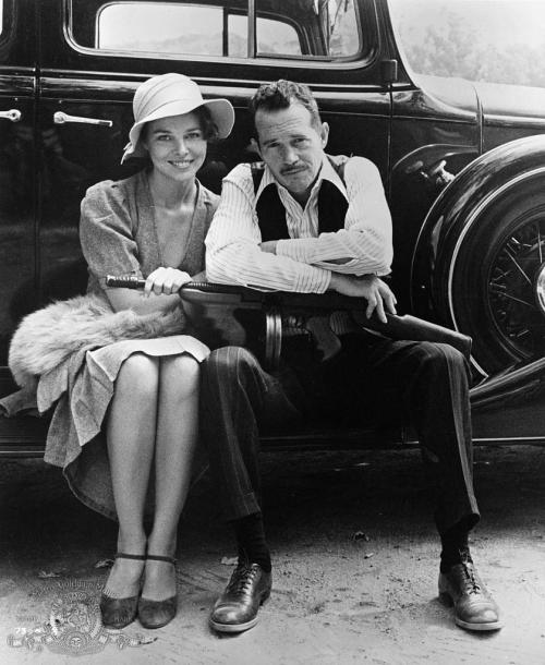 1973mraversion:Michelle Phillips and Warren Oates on the set of Dillinger.