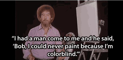 upworthy:Watch: Bob Ross once painted only in gray for a colorblind fan … and it