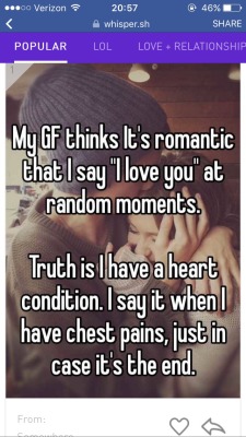 yasbutnuu:  When I read this my heart melt… My boyfriend likes to say “I love you” at random moments and it just made me think. I’m just glad he’s okay right now after going to the hospital last night.