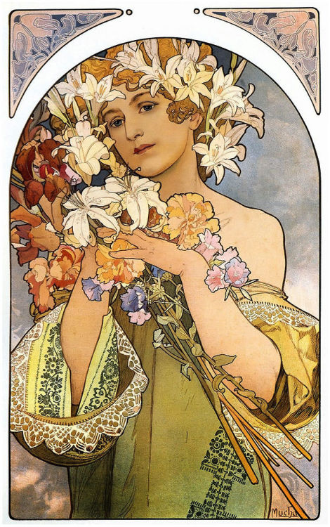 universeobserver:  nevver:  Alphonse Mucha  i stayed at this hotel and there was art just like this hung in all the hallways 