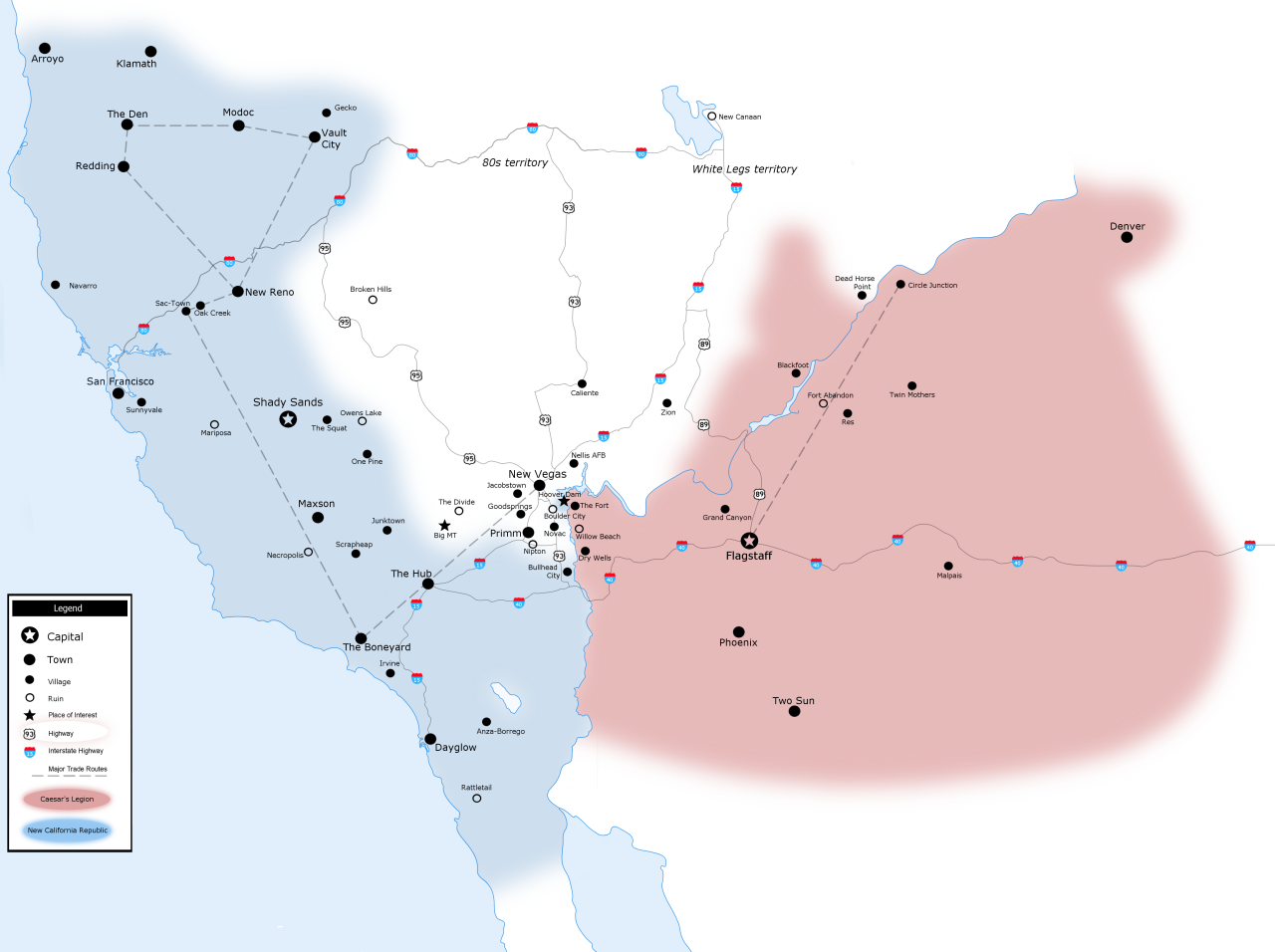 Fallout: New California's territories map. Fallout: New California is a  total conversion mod that takes place before the New Vegas stor…