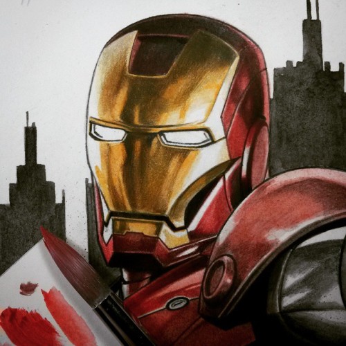 adigranovart:WIP Acrylic over pencils.  #avengers #ironman #marvel #adigranov