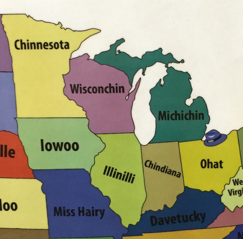 obviousplant:How many U.S. states can you name? Left in a children’s learning store. Guest written b