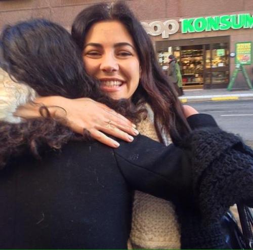 iheartmarinadiamandis: Marina with a fan in Stockholm.