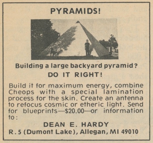 mailorderapocrypha:building a large backyard pyramid? (1977)