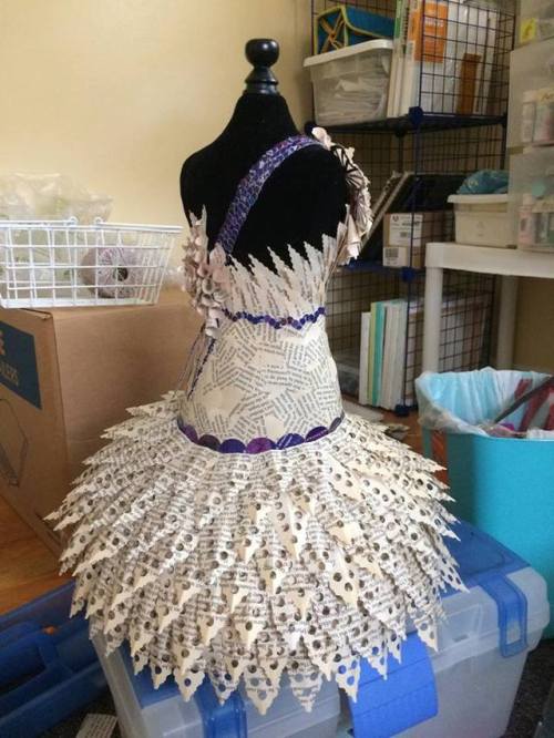 New mini dress made from romance novels, finished 8-20-2017.