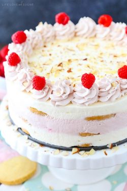 sweetoothgirl:    RASPBERRY ALMOND SHORTBREAD ICEBOX CAKE  