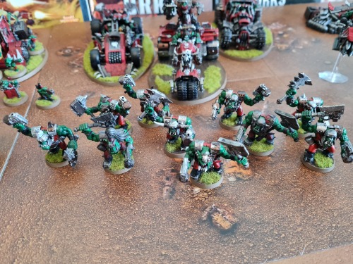 Here is my (currently) finished, painted and based Ork collection!I started collecting an Ork army s