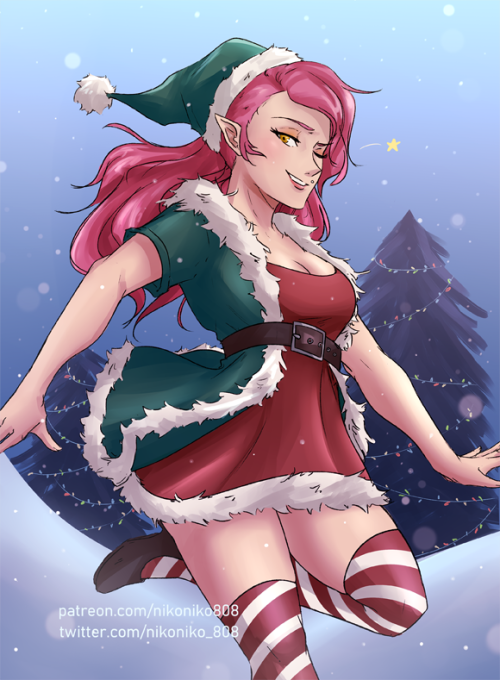 nikoniko808:  Holiday Elf Nadia~ @iahfy oc :)patreon | twitter 