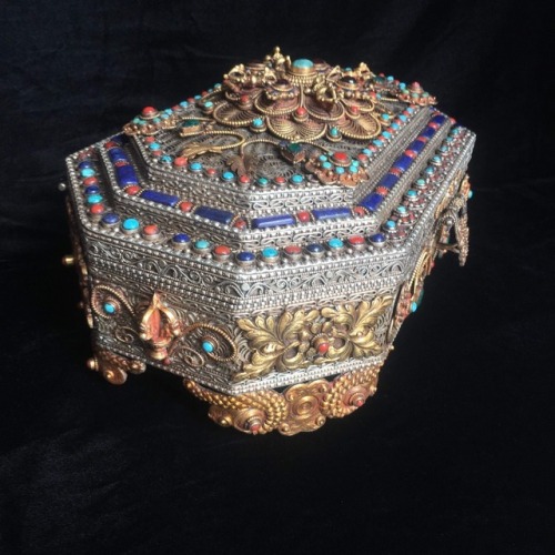 Nepali Royal Jewelry Treasure Box with Gem Inlay For more details, or to purchase, visit:https://w