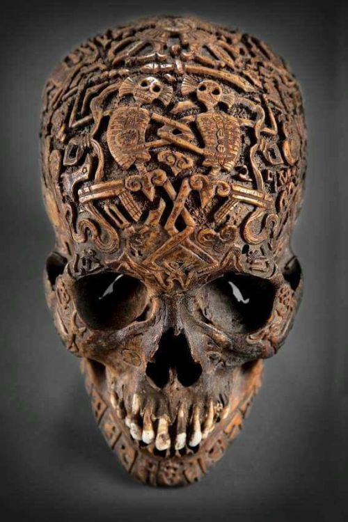 Human skull carved with Citipati imageThe Citipati is said to be one of the seventy-five forms of Ma