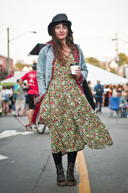 Jean on plaid on floral at SappyFest VIII on Bridge St. in Sackville, New Brunswick by KC