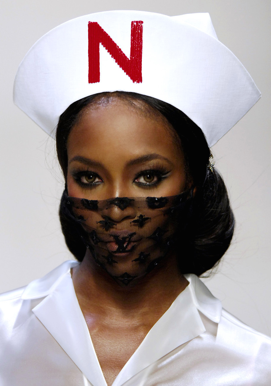 larastoneswitch:  Naomi Campbell at Louis Vuitton, Spring/Summer 2008   couture nurse