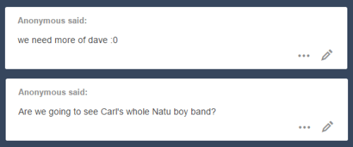surfacage:? what else are you gonna do with all that natu?(all of carl’s natu is named dave)