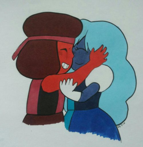 majavaart:My Ruby and Sapphire drawing, with colors! Uploaded lines earlier but they went to my main