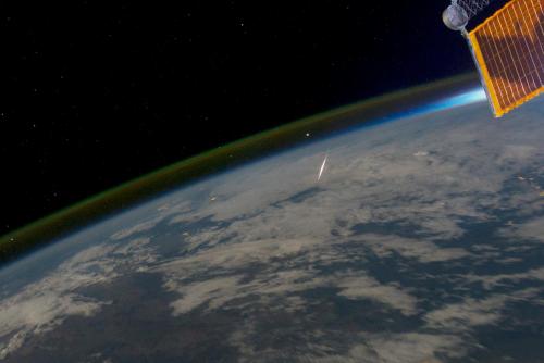 Here is a photo of a meteor as it passed through our atmosphere, taken from the vantage point of the