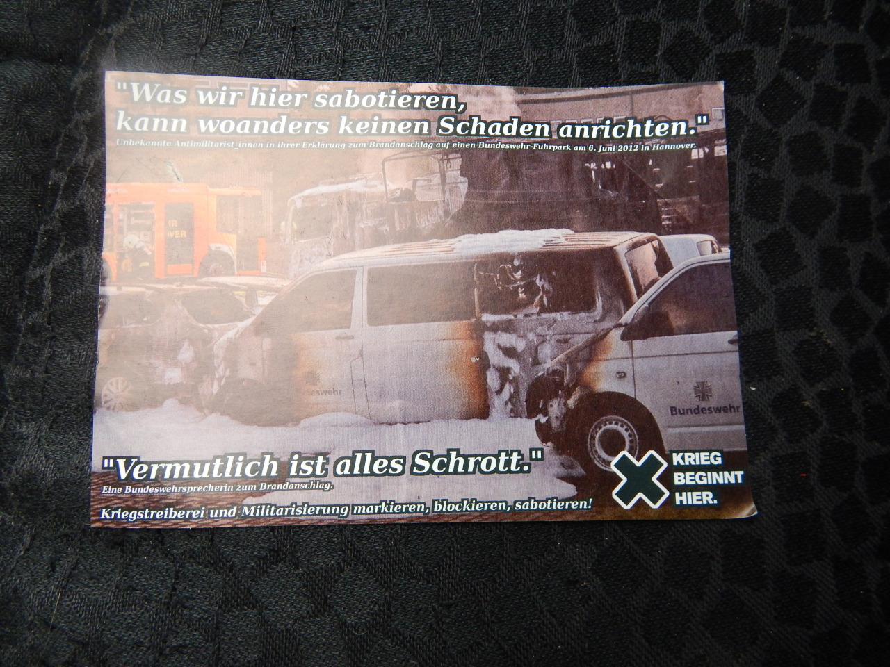&ldquo;was wir hier sabotieren kann woanders kein Schaden nehmen&rdquo; 