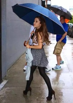 Arianagrandetights:  Ariana Grande - Black Tights And Cute Skirt