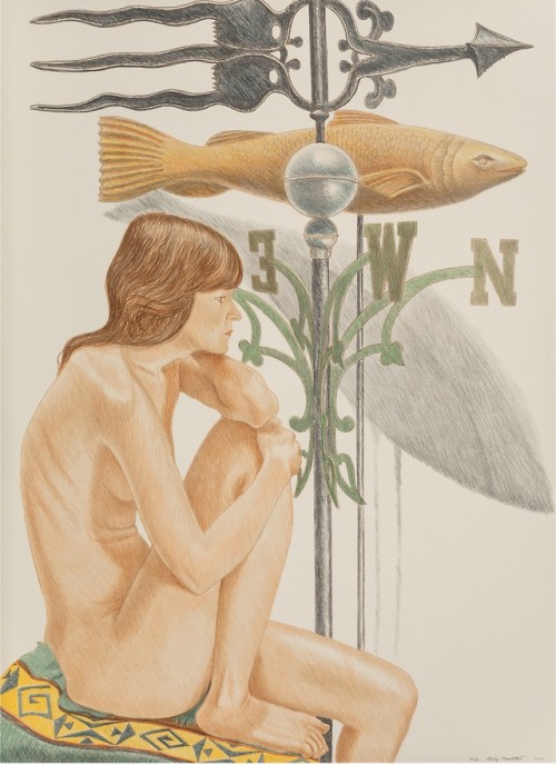 Philip Pearlstein (American, 1924). Nude Model with Banner and Fish Weathervanes, 2010.