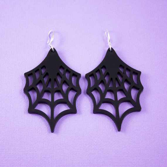 magicalshopping: (via Spiderweb Drop Earrings Black)    ♡ Follow for a Magical