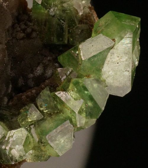 Ludlamite on Siderite - Blackbird Mine, Blackbird mine complex, Blackbird District, Lemhi Co., Idaho