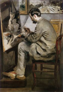 modernartstudy:  frédéric bazille peignant à son chevalet, 1867pierre-auguste renoir105cm x 75cm 