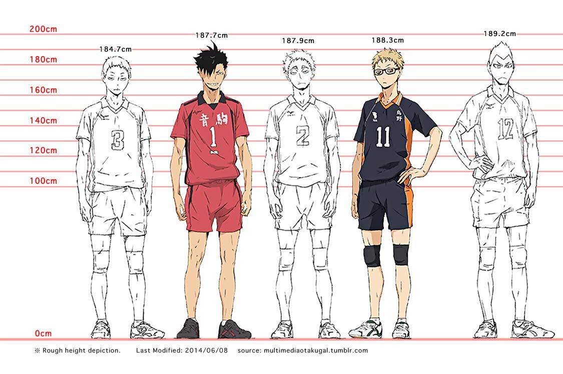 ∑(˶⁰ ⁰˶ ) • Expanded Haikyuu!! Height Chart (2014/06/21)