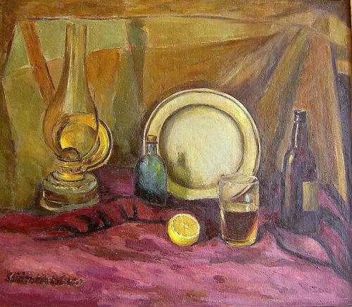 Efraim Seidenbeutel (Polish, Jewish; 1907 - 1945 (killed in Holocaust)). Still Life with Oil Lamp.