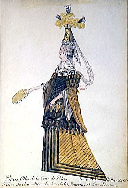 Costume designs for the court ladies in the “Ballet des noces de Pelée et Thétis”, 1654