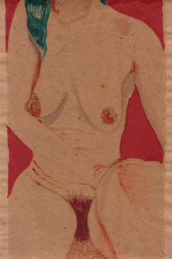 rufoism:  “woman on red” markers on paper, 31x20 cm 2015 